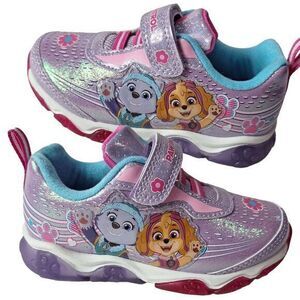Paw Patrol Little‎ Girls Light Up Sneakers Size 7 Purple  Light Shoes (15cm) NEW